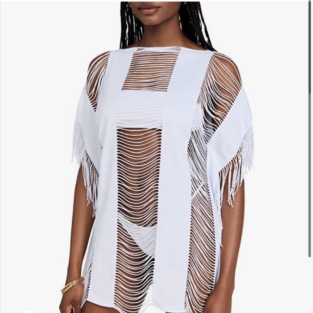 White Fringe Swim Cover-Up